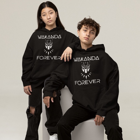 WAKANDA FOREVER WHITE DESIGN; UNISEX CUSTOM HOODIE - Picture 2 of 2